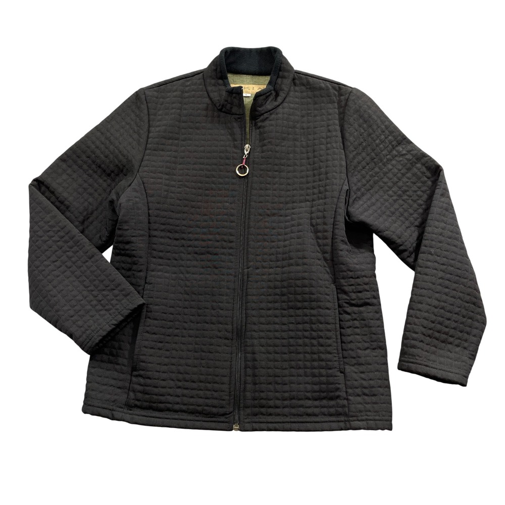 Dakini Large Made In The USA Black Quilted Lined Full Zip Jacket Pockets